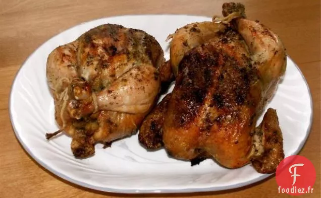 Poules de Gibier de Cornouailles Grillées Avec Beurre de Gingembre