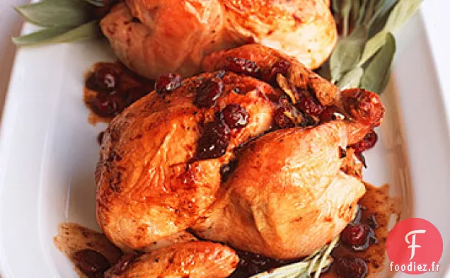 Poules de Cornouailles Farcies aux Canneberges