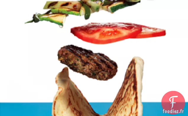 Hamburgers d'Agneau au Curry avec Légumes Grillés et Raita à la Menthe