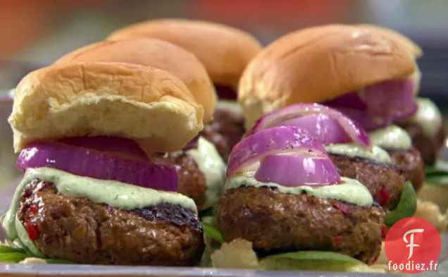 Hamburgers d'Agneau Indien à la Sauce Raita Verte et Oignons Rouges