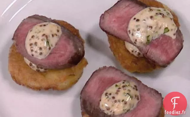 Boxty avec Longe d'Agneau Poêlée et Aïoli à la Moutarde à l'ancienne