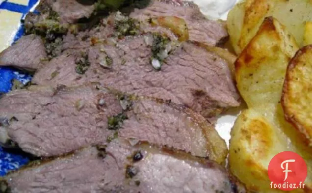 Gigot d'Agneau Grillé au Beurre avec Citron, Herbes et Ail
