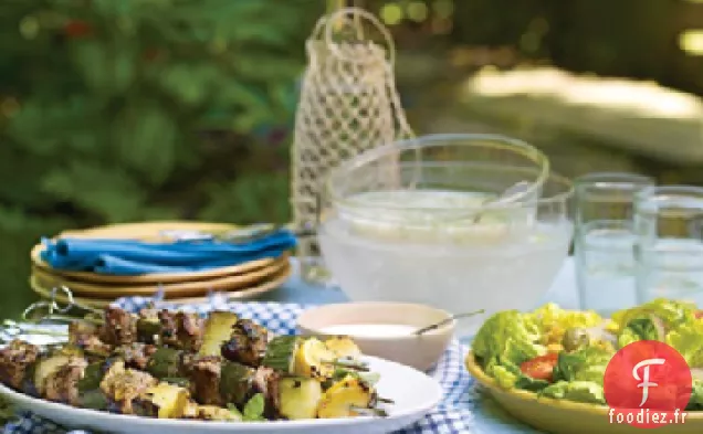 Brochettes d'Agneau et de Concombre à la sauce Feta