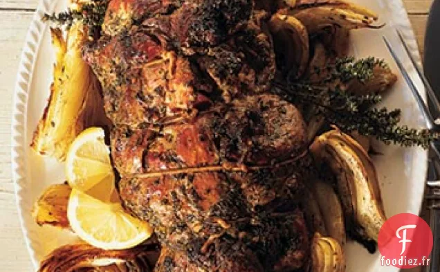 Gigot d'Agneau Roulé au Beurre aux Herbes et aux Citrons Confits
