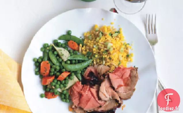 Gigot d'Agneau Rôti au Beurre Estragon-Menthe