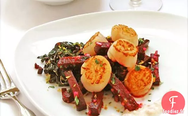 Pétoncles Poêlés Aux Betteraves Rôties, Légumes Sautés, Grem D'Agrumes