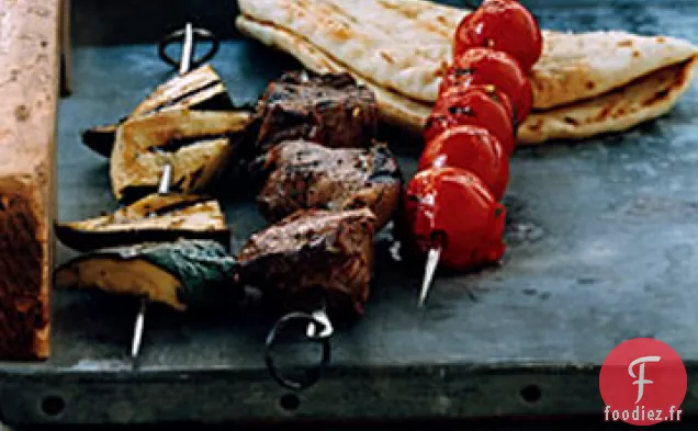 Brochettes d'Agneau aux Herbes, Tomates et Courgettes