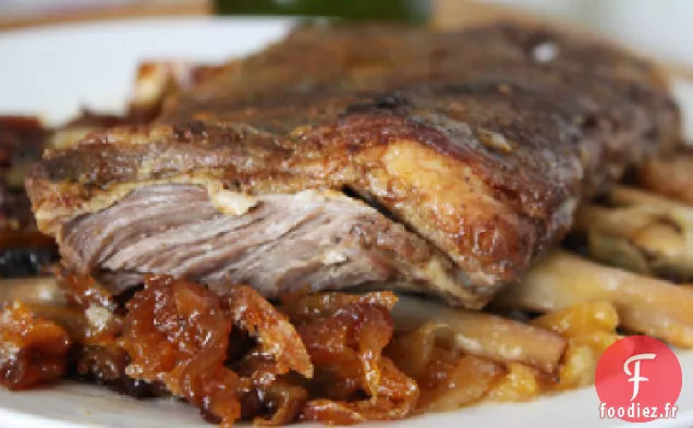Côtes d'Agneau Braisées aux Abricots et Oignons