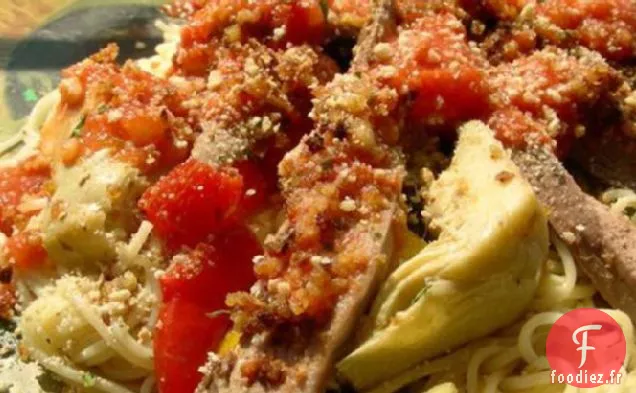 Spaghetti À L'Agneau, Feta Et Artichauts