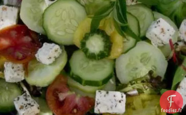 Salade de Tomates, Concombre et Feta à la Verveine Citronnée