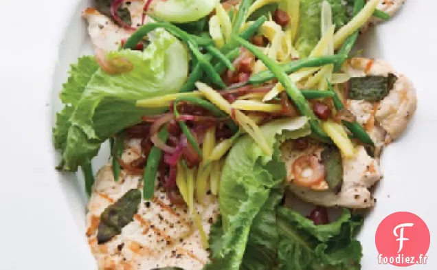 Paillards de Poulet avec des Légumes Verts frais et des Haricots