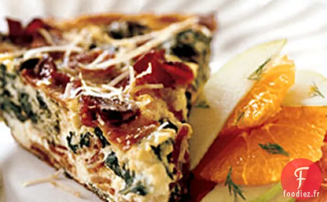 Frittata au Bacon, Ricotta fraîche et Légumes verts