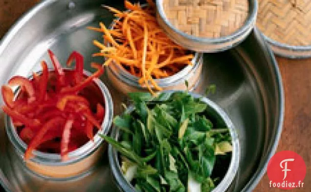 Légumes Cuits À La Vapeur Avec Vinaigrette Au Riz et au vin